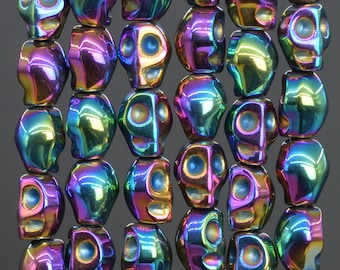 Hematite Gemstone Beads 8x5MM Rainbow Skull AAA Quality Loose Beads (104571)