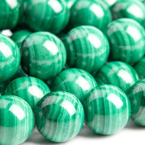 Genuine Natural Malachite Gemstone Beads 10MM Green Round AAA Quality Loose Beads (101766)