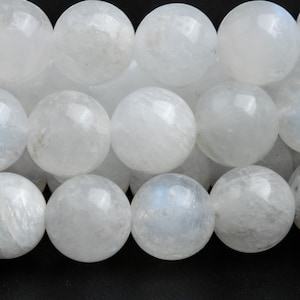 Genuine Natural Rainbow Moonstone Gemstone Beads 8MM White Round AA Quality Loose Beads (123795)
