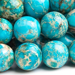 Sea Sediment Imperial Jasper Gemstone Beads 10MM Mint Blue Green Round AAA Quality Loose Beads (112492)