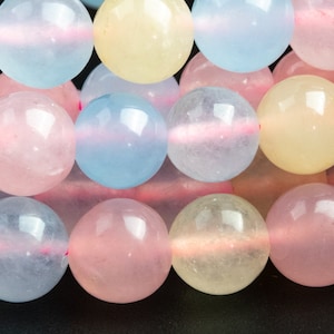 Jade Gemstone Beads 7-8MM Macaron Round Loose Beads (119087)