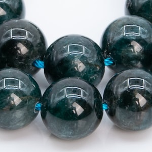 Genuine Natural Apatite Gemstone Beads 10MM Deep Blue Green Round AA Quality Loose Beads (109161)