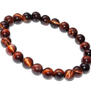 Genuine Natural Tiger Eye Gemstone Beads 8MM Red Round AA Quality Bracelet (106644h-2013)