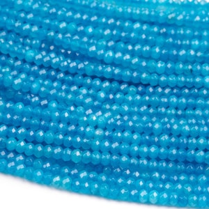 Jade Gemstone Beads 3x2MM Blue Faceted Rondelle AAA Quality Loose Beads (124918)