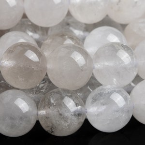 Genuine Natural Angola Crystal Quartz Gemstone Beads 9-10MM White Round A Quality Loose Beads (111140)