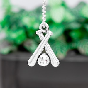 5 Pcs - 18x12x5MM Baseball Bat & Baseball Charm Double Side Antique Silver Tone Zinc Alloy Charm (66860-3410)