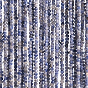 Genuine Natural Myanmar Sapphire Gemstone Beads 2MM Blue Beveled Edge Faceted Cube A Quality Loose Beads (117531)