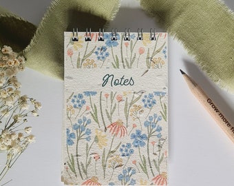 Seeded, plantable mini sized notebooks,10cm x 6.5cm, pocket size Floral designs