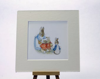 Peter Rabbit Vintage mounted original colour page from Beatrix potter Tale of Peter Rabbit 6x6 mounted picture