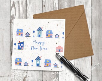 Plantable New Home Card, Meadow flowers seeds, House warming