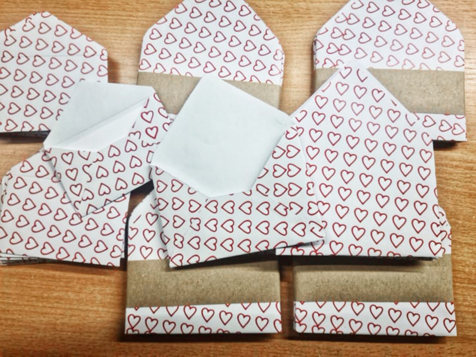 Pack of 10 Mini or Small ,red Love Heart Envelopes and Note Cards . I ...