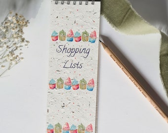 Plantable seeded, Shopping list notebooks, eco friendly recycled materials perfect gift