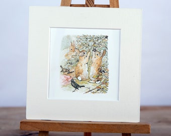 Peter Rabbit Vintage mounted original colour picture from Beatrix Potter Tale of Peter Rabbit 6x6 Upcycled book
