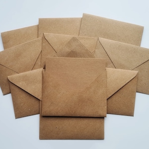 Wedding favours, 10 qty Small & Mini envelopes and note cards in recycled Kraft