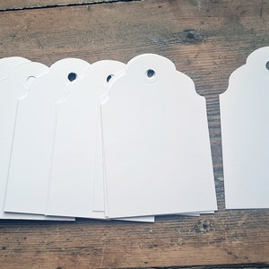 25 qty White gift tags in Linen card in various sizes