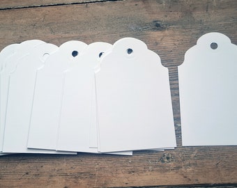 25 qty White gift tags in Linen card in various sizes