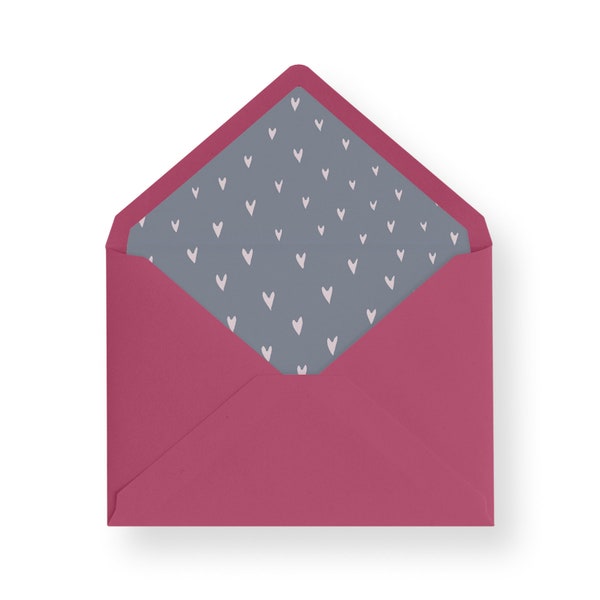 Bespoke envelope liners with Fuchsia Pink envelopes C6 size (6"x4")