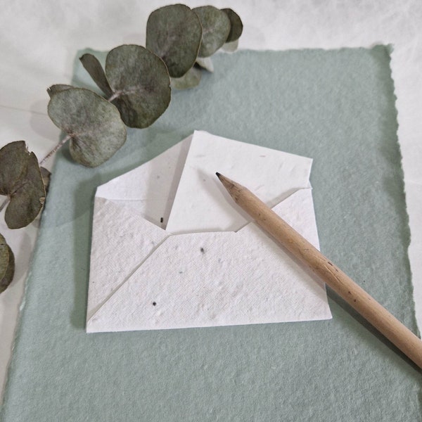 Planatable Wedding Favours, Mini & Small envelopes Pack of 10 with plantable notecards