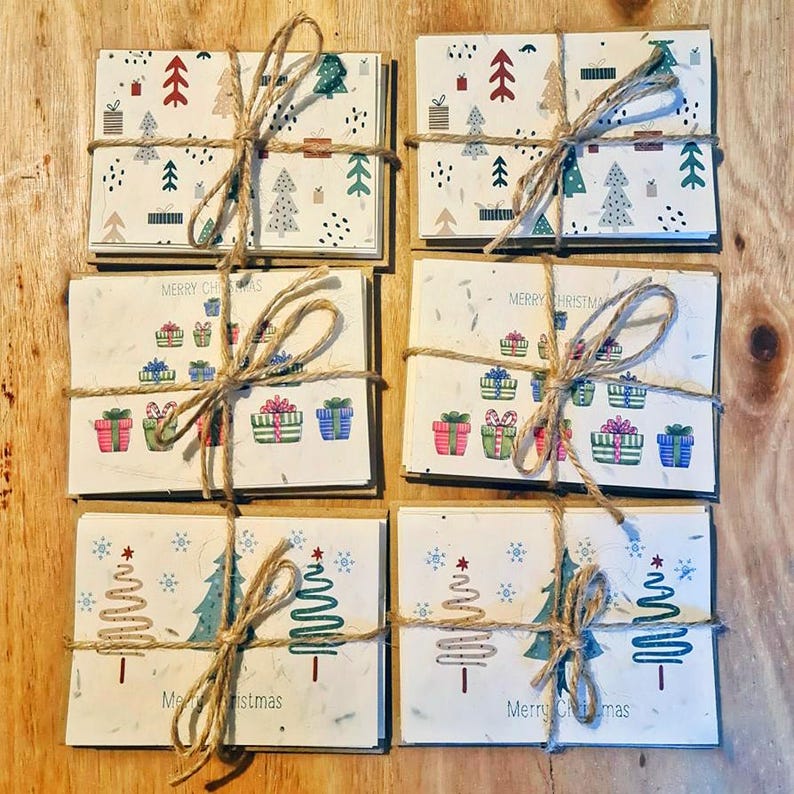 Pack of 5 Plantable Mini Christmas Cards Various Designs Etsy UK