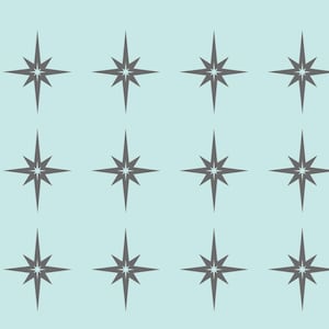 Retro Starburst Vinyl Decals - Set of 12 Star Stickers