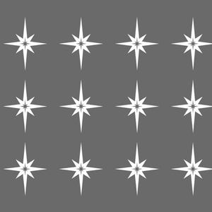 Set of 12 Vinyl Starburst Stickers – Decorative Star Decals for Walls.