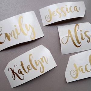 Custom name vinyl decal for wine glass , Personalized Wine Glass Decal. wedding party image 1