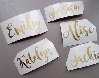 Calcomanía de vinilo con nombre personalizado para copa de vino, Calcomanía de copa de vino personalizada. fiesta de bodas