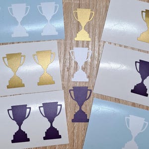 Victory Trophy  – 12-Pack Vinyl Stickers, Perfect for Awards & Parties / Place Winner Cup  Vinyl decals