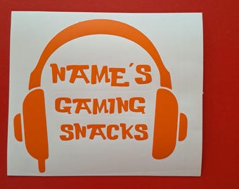 Anpassat namn Gaming Snacks Burk Vinyldekal
