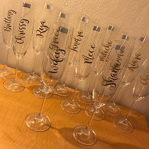 Custom name vinyl decal for wine glass , Personalized Wine Glass Decal. wedding party image 6