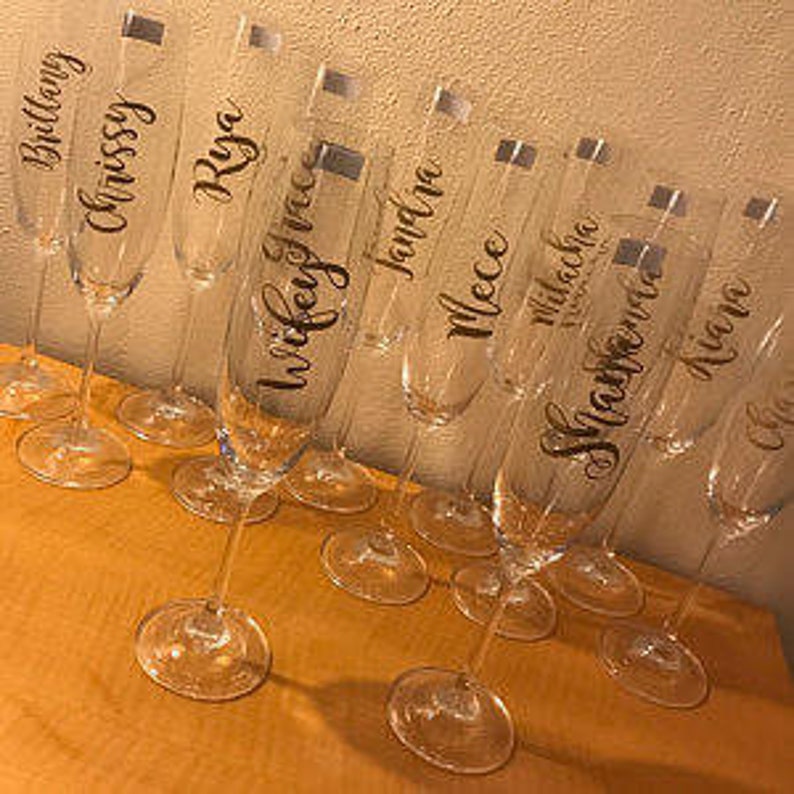 Individueller Vinyl-Aufkleber für Weinglas, personalisierter Weinglas-Aufkleber. Hochzeitsfeier Bild 6
