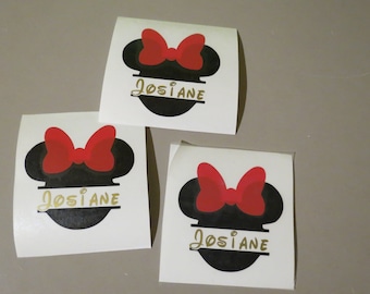 Personalisierter Minnie Maus Kopf Vinyl Aufkleber: Party Decor