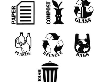 Trash, Recycle, Compost Decals For Trash Can . Multiple Colors and Sizes. Recycle vinyl decal, Trash vinyl decal ,Compost vinyl decal.