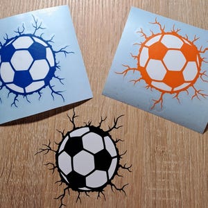 Cracked Wall Soccer Ball Vinyl Decal: Sports Decor