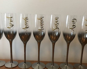 Custom name vinyl decal for wine glass , Personalized Wine Glass Decal. wedding party