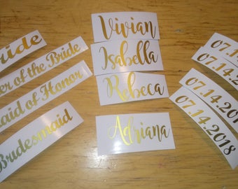 Personalized DIY Vinyl Decals for Wood Hangers – Set of Title, Name , Date for Bridesmaid & Bridal Party