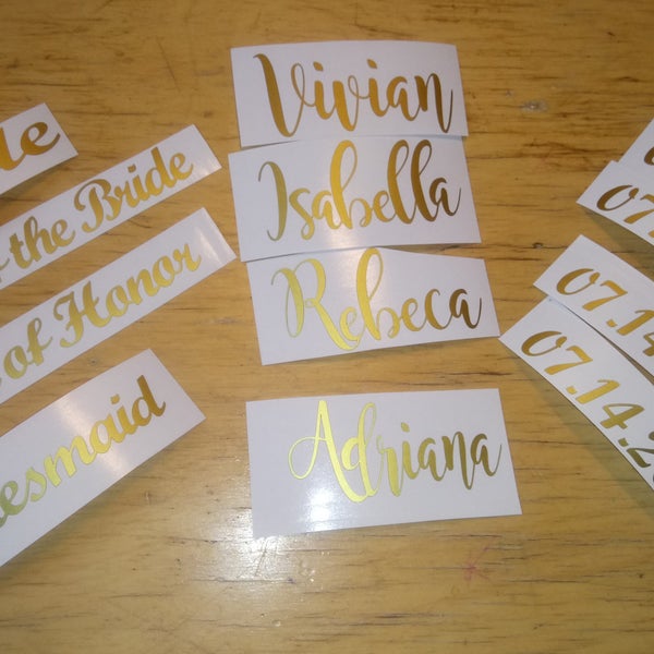 Wood Hanger Decals, Bridal Party Decals, Wedding Decals, Personalized, Bachelorette Party, Bridesmaid, Entourage, DIY Vinyl Sticker