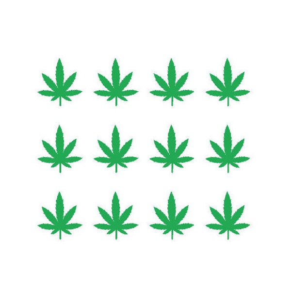 Set of 12  Cannabis leaf decals , Marijuana Leaf   vinyl decals