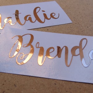 Rose gold , silver, gold, red foil color Custom name vinyl decal  , Personalized Wine Glass Decal. wedding party
