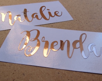 Rose gold , silver, gold, red foil color Custom name vinyl decal  , Personalized Wine Glass Decal. wedding party