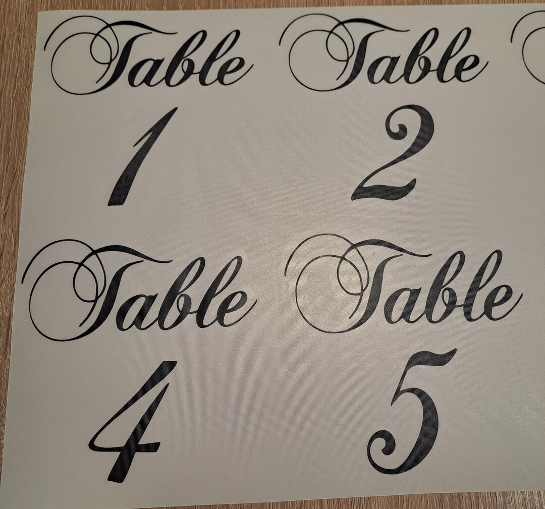 Wedding Table Number Vinyl Decal, Table Number Stickers, Wedding Day Accessories, Etsy