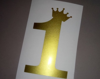 First Birthday Iron On Decal: Number 1 Heat Transfer (4.5" x 2.5")