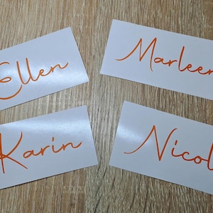 Pegatinas de vinilo personalizadas con nombre: calcomanías caligráficas escritas a mano para vidrio, madera, paredes, automóviles y más