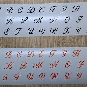 Corsiva Font Alphabet  -  vinyl decals , full alphabet - capital letters .
