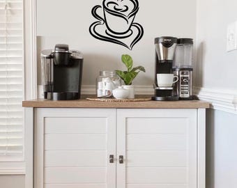 Coffee Cup Vinyl Decal – Customizable Heart Steam Design for Home