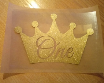 Crown ONE Iron-on Decal: First Birthday Heat Transfer