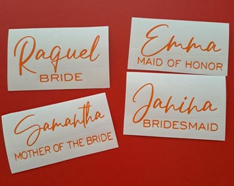 Personalized Champagne Flute Decals – Custom Names for Wedding & Hen Party Decor