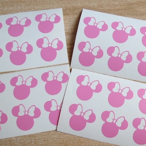 Set of 12 Minnie Mouse  Vinyl decals, Decals for cup, balloon, disney party,envelope seal. Party decor