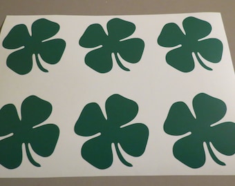 set of 6 four-leaf clovers vinyl decals