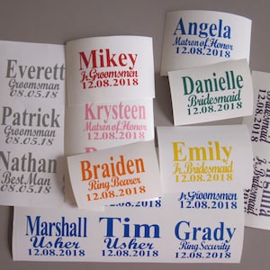Custom Name Vinyl Decals: Personalized Groomsmen Glass Stickers
